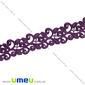 Тесьма тисненая Листики, 20 мм, Фиолетовая (LEN-019714)