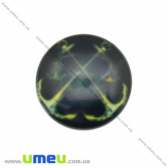 Кабошон стекл. с принтом Морской якорь, 16 мм, Круглый (KAB-017651)