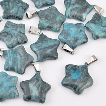 Подвеска Звезда, Синт. камень Бирюза окрашенная, 23х20 мм (POD-037480)