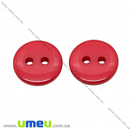 Гудзик пластиковий Круглий, 11 мм, Червоний (PUG-017823)