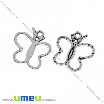 Подвеска метал. Бабочка, 19х19 мм, Античное серебро (POD-021088)