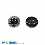 Гудзик пластиковий Кругла Classik, 15 мм, Чорно-сіра (PUG-046659)