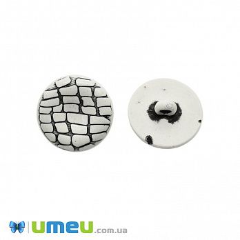 Пуговица пластиковая на ножке лакированная Круглая, 23 мм, Белая (PUG-046374)