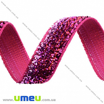 Стрічка оксамитова з люрексом, 10 мм, Малинова (LEN-017373)