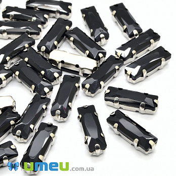 Шатон прямокутний 15х5 мм, Темне срібло, Чорний (KAB-038012)