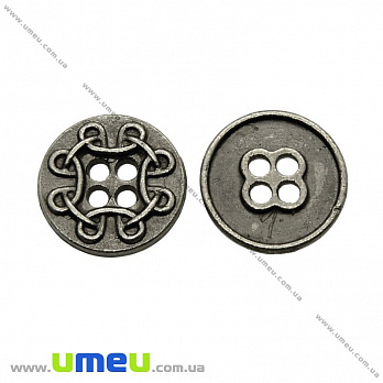 Пуговица металлическая Круглая, 12 мм, Черная (PUG-021422)