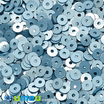 Паєтки Індія круглі плоскі, 4 мм, Блакитні (PAI-037577)