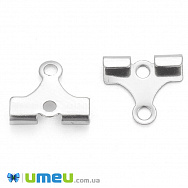 Зажим-конектор для шнурів із нержавіючої сталі, 10х9 мм, Темне срібло (STL-043208)