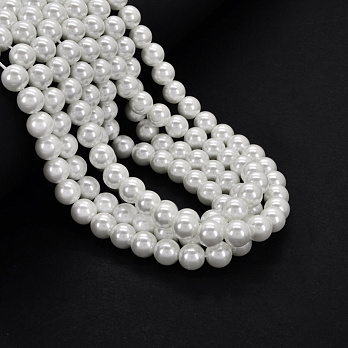 Намистини скляні Перли Premium, 8 мм, Білі, Круглі (BUS-052065)