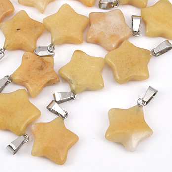 Подвеска Звезда, Натур. камень Нефрит желтый, 23х20 мм (POD-031873)