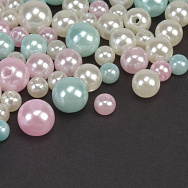 Намистини пластикові Круглі, Перли, 6-10 мм, Мікс різнокольоровий (BUS-059764)
