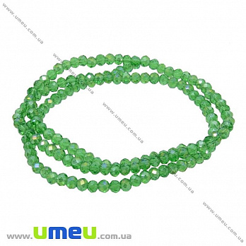 Намистини ронделі, 3,5х3 мм, Зелені АВ (BUS-029888)