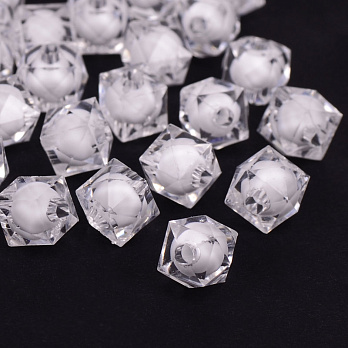 Бусины для сумок ОПТ Акриловые, Куб граненый, 12х11 мм, Белые (BUS-056155)