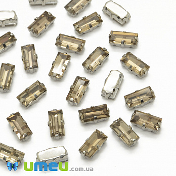 Шатон прямокутний 10х5 мм, Темне срібло, Бежевий (KAB-040975)