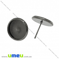 Пусети під кабошон 12 мм, Чорні, 14х12 мм (OSN-036482)