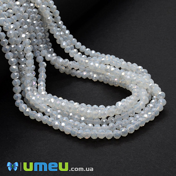 Бусины рондели, 4х3 мм, Белые опал AB (BUS-048975)