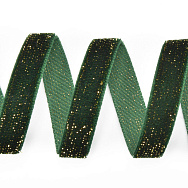 Стрічка оксамитова з люрексом, 10 мм, Зелена з золотом (LEN-061113)