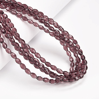 Намистини скляні, Рис гранований, 6х4 мм, Фіолетово-коричневі (BUS-057475)