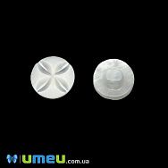 Пуговица пластиковая на ножке Круглая, 15 мм, Белая перламутровая (PUG-046592)