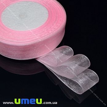 Стрічка з органзи, 20 мм, Рожева (LEN-019696)