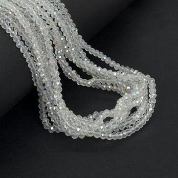 Бусины рондели, 3,5х3 мм, Прозрачные АВ (BUS-057220)