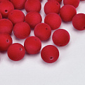 Бусина бархатная, Круглая, 10 мм, Красная (BUS-060185)