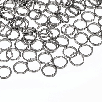 Колечки двойные из нерж. стали, 7 мм, 0,6 мм, Темное серебро (STL-060422)
