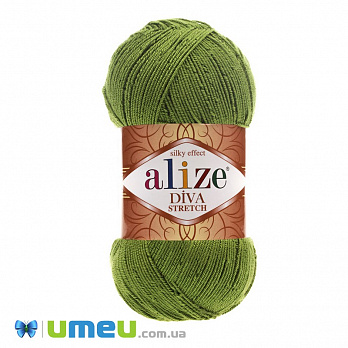 Пряжа Alize Diva Stretch 100 г, 400 м, Зеленая 210 (YAR-038347)