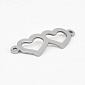 Коннектор из нерж. стали Сердца, 32х12 мм, Темное серебро (STL-061418)