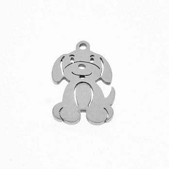 Подвеска из нерж. стали Собачка, 17х11 мм, Темное серебро (STL-059152)