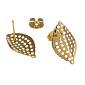 Пусети з нерж. сталі з заглушками, Листочки, 18х11 мм, Золото (STL-055773)