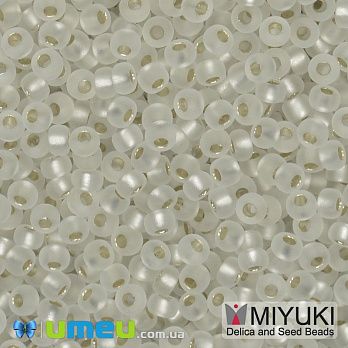 Бісер японський Miyuki круглий RR 11/0 №1F, Сріблястий матовий (BIS-045602)