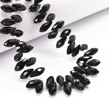 Бусины стеклянные, Капля граненая, 12х6 мм, Черные (BUS-052183)