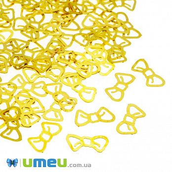 Декоративний елемент Бантік, 6х3х0,1 мм, Золото (DIF-047126)