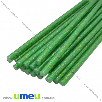 Силіконовий стрижень з глітером, Зелений, діаметр 7 мм, довжина 180 мм (INS-033731)