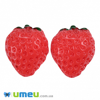 Кабошон із полімерної глини, Полуниця, 25х20 мм, Червоний (DIF-050800)