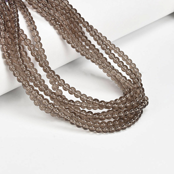 Намистини скляні прозорі, 4,5 мм, Круглі, Сіро-коричневі (BUS-057237)