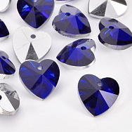 Підвіска скляна Серце, 14х14 мм, Синя (POD-054592)