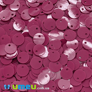 Паєтки Індія круглі плоскі (зміщений отвір), 6,5 мм, Малинові (PAI-037450)