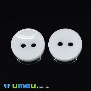 Гудзик пластиковий Круглий, 11,5 мм, Білий (PUG-038656)