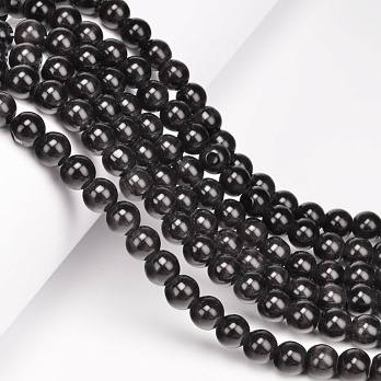 Намистини Котяче око, Синт. камінь, 8 мм, Сірі, Круглі (BUS-054259)