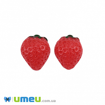 Кабошон із полімерної глини, Полуниця, 18х14 мм, Червоний (DIF-050795)