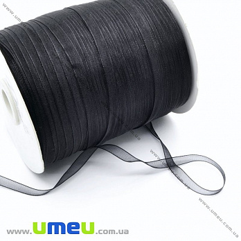 Лента из органзы, 6 мм, Черная (LEN-002643)