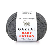Пряжа Gazzal Baby Cotton №3450, 50 г, 165 м, Сіра (YAR-062518)