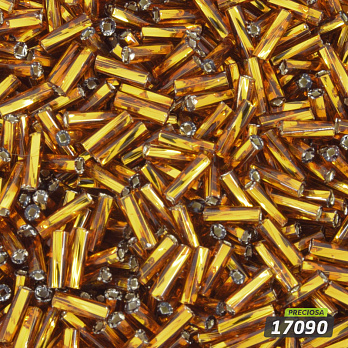 Бісер чеський Стеклярус 3, №17090, Золотистий блискучий скручений, 7 мм (BIS-058912)