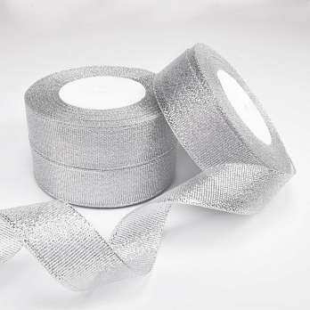 Лента парчовая, 25 мм, Серебристая (LEN-022603)