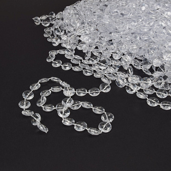 Намистини на нитці акрилові, Круглі плоскі, 11 мм, Прозорі (KAB-060985)