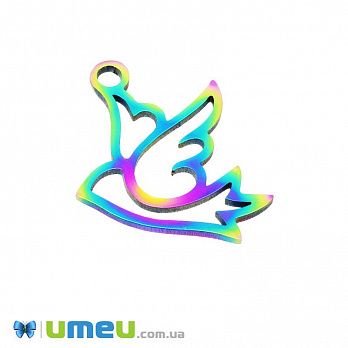 Підвіска з нерж. сталі Голуб, 17,5х13 мм, Різнобарвна (STL-049186)