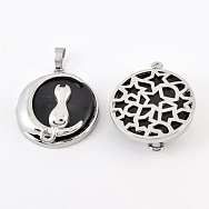 Підвіска Котик на місяці, Натур. камінь Агат чорний, 33х28 мм (POD-058603)