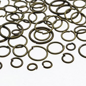 Кільця, Мікс 4-12 мм, товщина 0,7 мм, Антична бронза (PIN-051929)